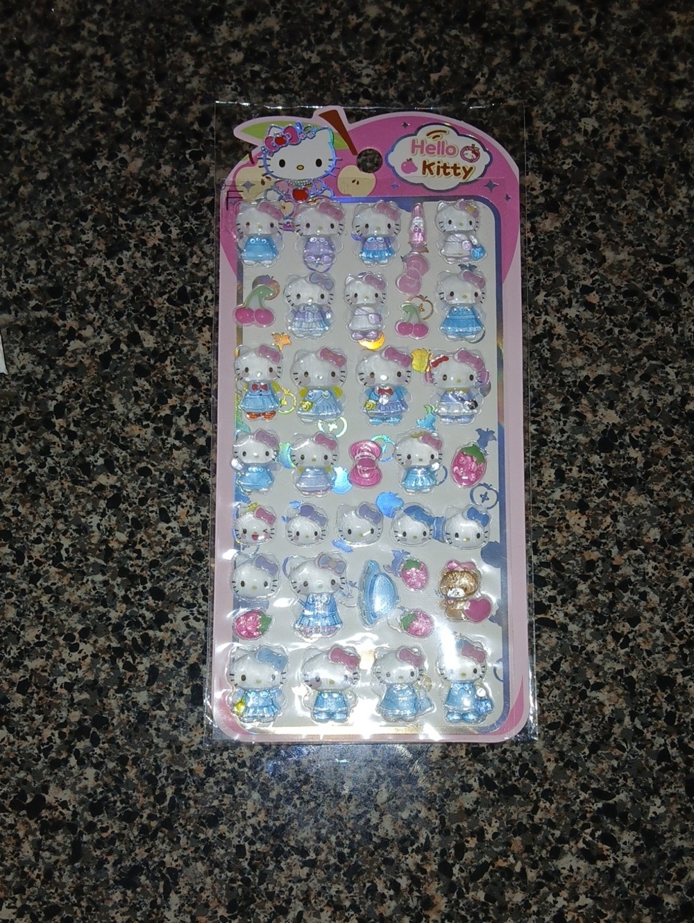 #HelloKitty #PuffySticker Sheet - Pink, Blue, Purple Accents